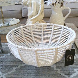 NEW! BOHO Farmhouse WOVEN 13" ROUND BASKET